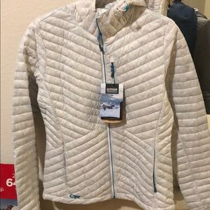 Outdoor Research white down jacket